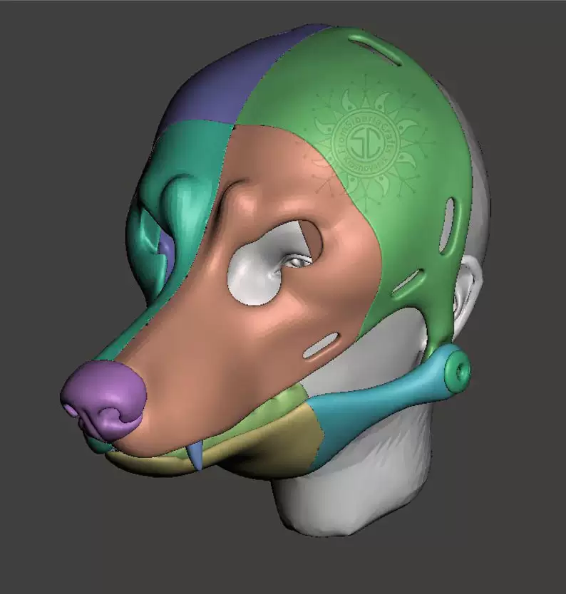 Моделирование 3D печати череп волка костюм фурри создание персонализированный волк фурри пёс