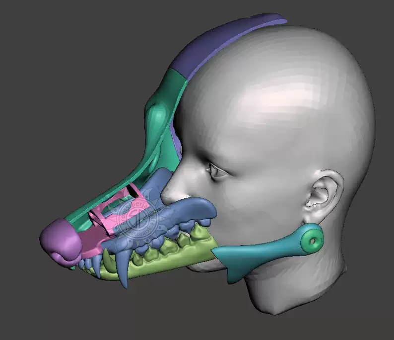 Моделирование 3D печати череп волка костюм фурри создание персонализированный волк фурри пёс