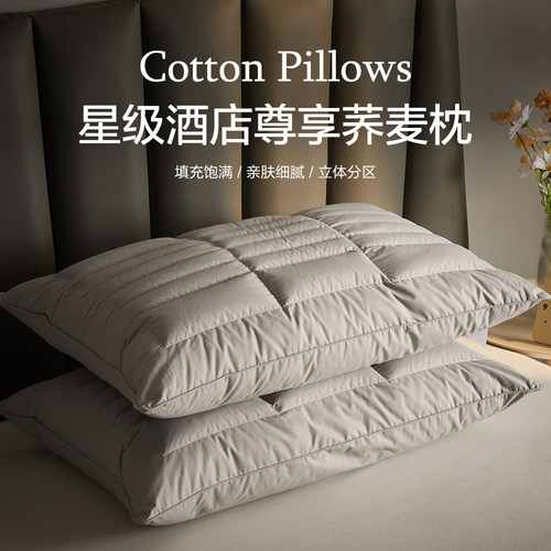 五星级酒店半荞麦皮壳双面立体护颈椎睡眠枕头助枕芯硬专用成人