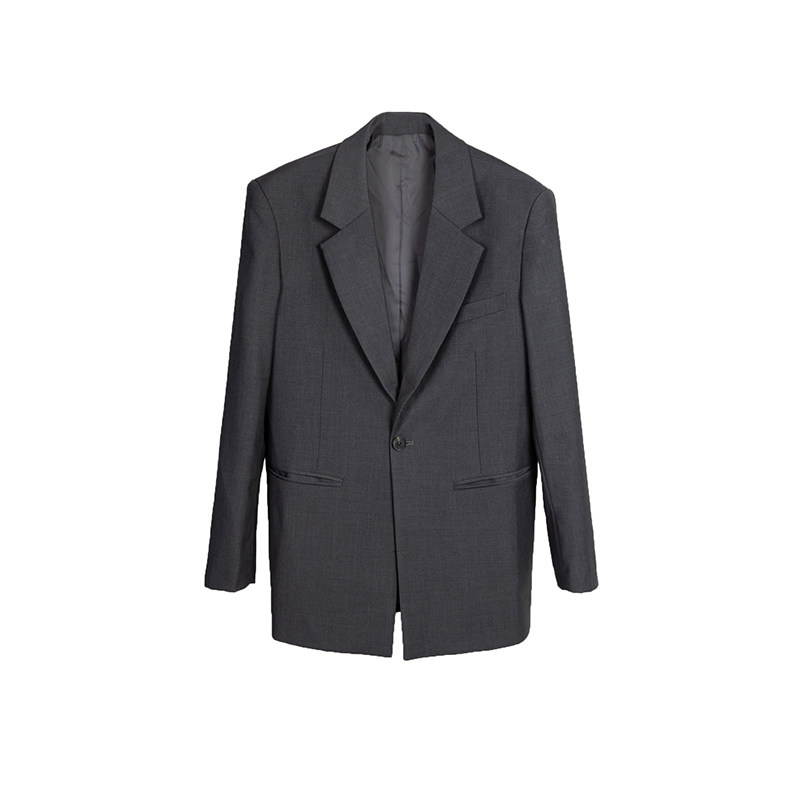 VAPOURBLUE GRAY RETRO SILHOUETTE SUITS FOR MEN AND WOMEN SPRING TEMPERAMENT LOOSE CASUAL LUXURY BLAZER