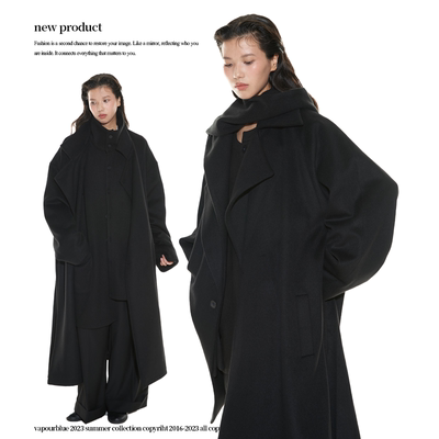 VAPOURBLUE连帽可拆卸宽松大衣