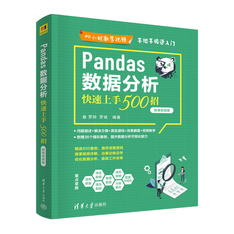 【出版社直供】Pandas数据分析快速上手500招 微课视频版 数据处理技术教程数据分析师用书 优化数据分析案例源码大全 罗帅 罗斌