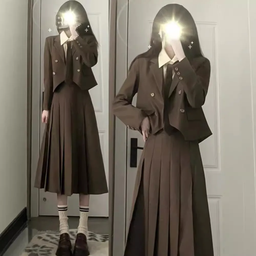 西装外套女2024春秋季盐系穿搭法式御姐轻熟风气质女裙子两件套装