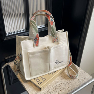 PINK新款韩版时尚休闲手提包女通勤百搭托特包帆布手提简约斜挎包