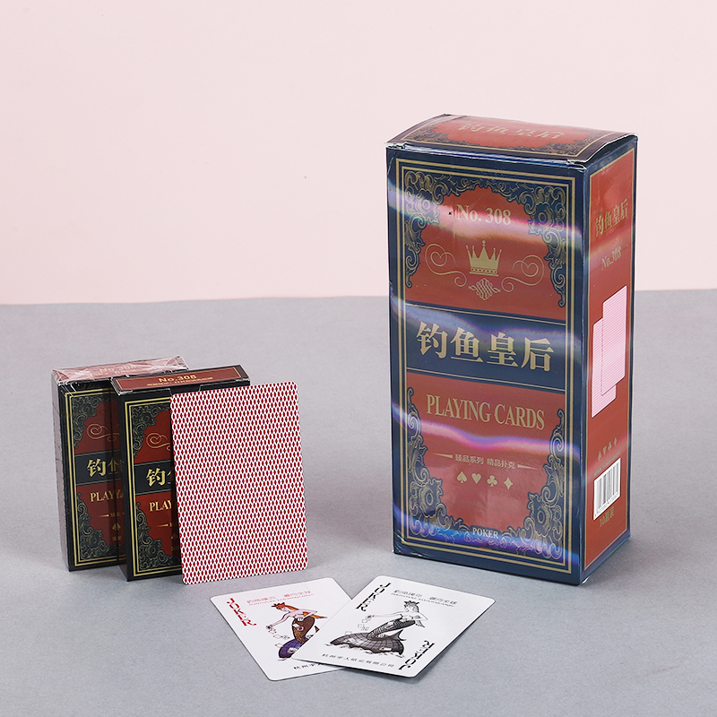 钓鱼308扑克牌正品10副100副装整箱棋牌室用纸牌便宜批加厚硬飞牌