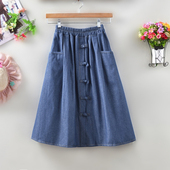 复古口袋小个子a字半裙中长款 牛仔裙2025年新款 半身裙女秋季 裙子