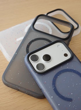 喷墨小彩胖 全包抗摔磁力手机壳 仿皮纹软胶边+硬塑料背板 适用于iPhone17ProMax