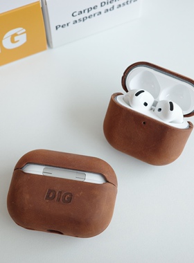 NewTime疯马皮耳机壳 适用于AirPods4/AirPodsPro2/1真皮耳机壳
