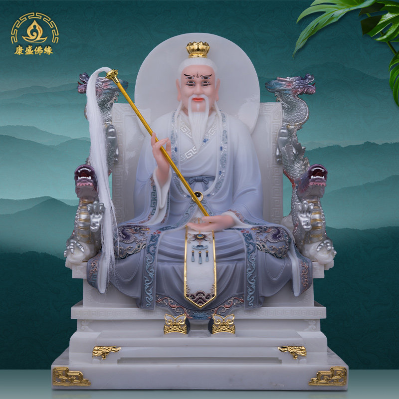 汉白玉六目真君神像六眼祖师爷六目神君神像家用客厅工艺摆件