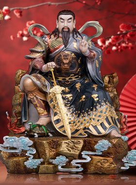 玄天上帝祖师爷珐琅彩铜像摆件