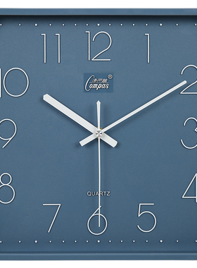 康巴丝(Compas)12英寸3D立体字方形静音石英挂钟客厅创意挂表