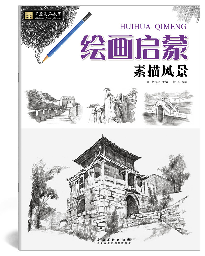 绘画启蒙 素描风景 赵锦杰主篇 山石花草树木作品步骤示范作品临摹