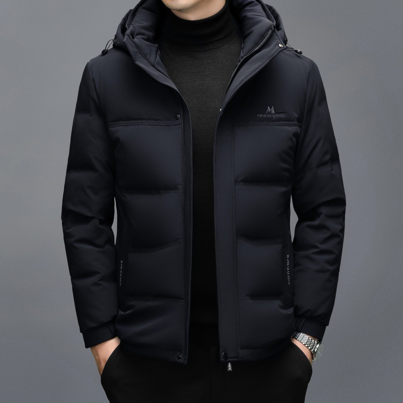 智快鱼旗舰官方店男装木三福羽绒服冬短款加厚大码中青年可脱卸帽