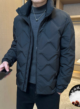 智快鱼官方旗舰店男装木三福羽绒服短款立领2025冬季新款保暖外套