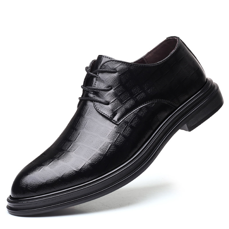 MENS BUSINESS FORMAL LEATHER SHOES MENS HEIGHTENED WEDDING GROOM 2024 NEW POINTED TOE FALL WINTER DERBY CASUAL MENS SHOES