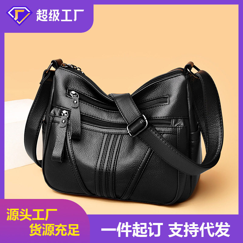 跨境爆款软皮女包新款斜挎包小众高级感大容量百搭通勤单肩小方包