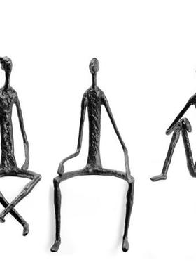 样板间会所电视柜铁艺人物装饰品