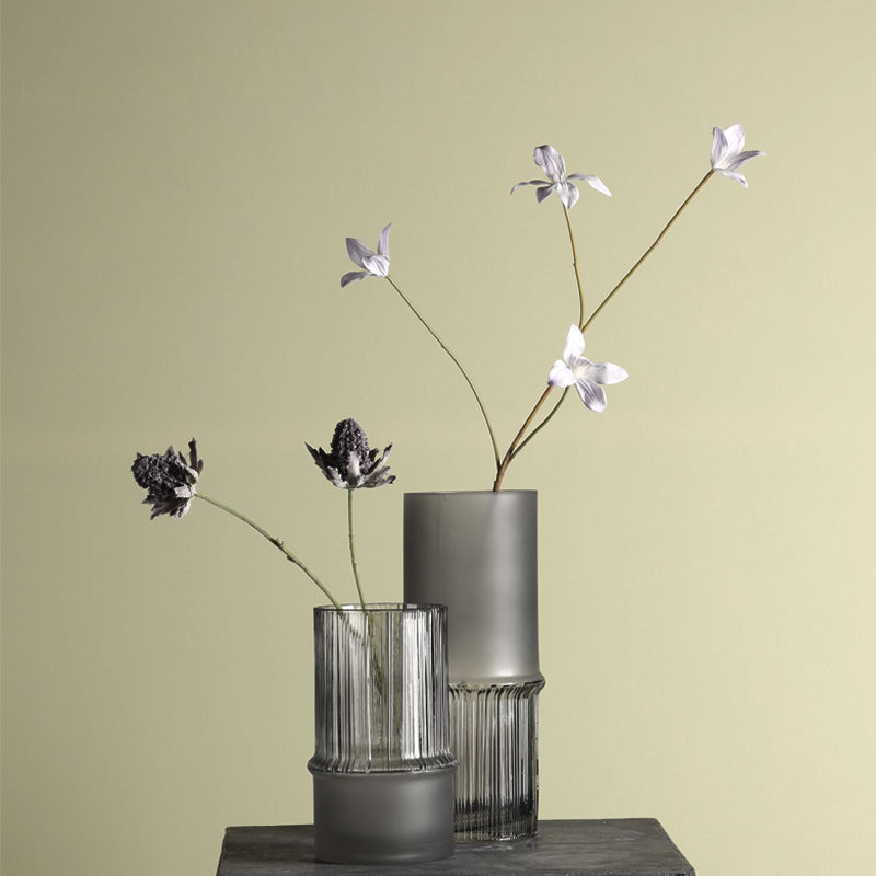 现代简约玻璃透明直筒竹节花瓶