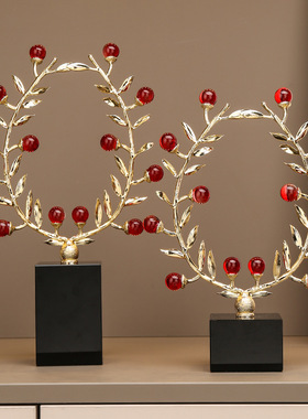 现代简约珍珠树叶花环家居摆件样板房客厅玄关酒柜工艺品摆件