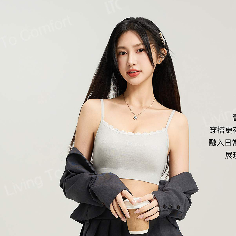 韩系蕾丝花边字母美背抹胸