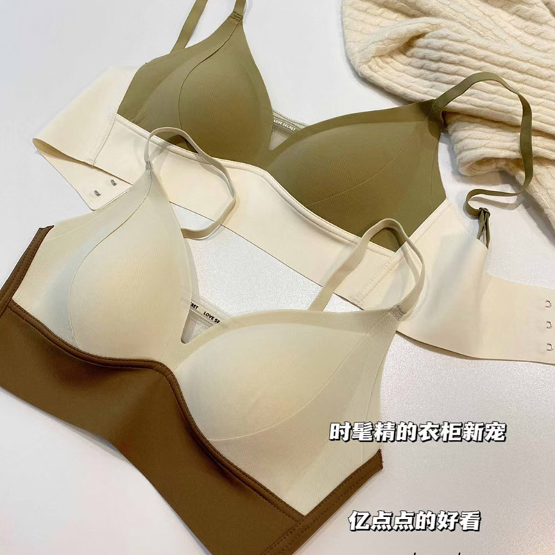 无痕撞色三角杯内衣文胸罩女