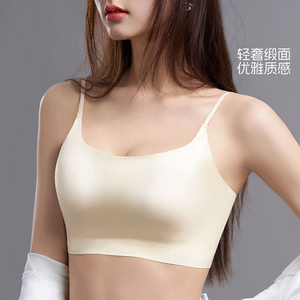细肩带缎面抹胸文胸无痕聚拢内衣