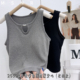 秋季 磨毛吊带背心女固定杯一体杯珍珠镂空打底内搭无袖 上衣