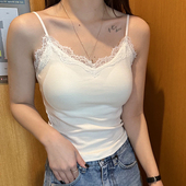 2025早秋新款 欲感V领蕾丝背心拼接设计外穿美背吊带显瘦细带上衣