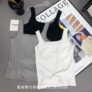 上衣女 木森女人6735很软很亲肤螺纹方领宽肩带吊带背心可外穿无袖