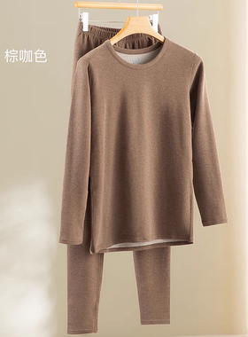 68318男士秋冬山羊绒蚕丝保暖内衣套装无痕圆领柔软发热秋衣秋裤