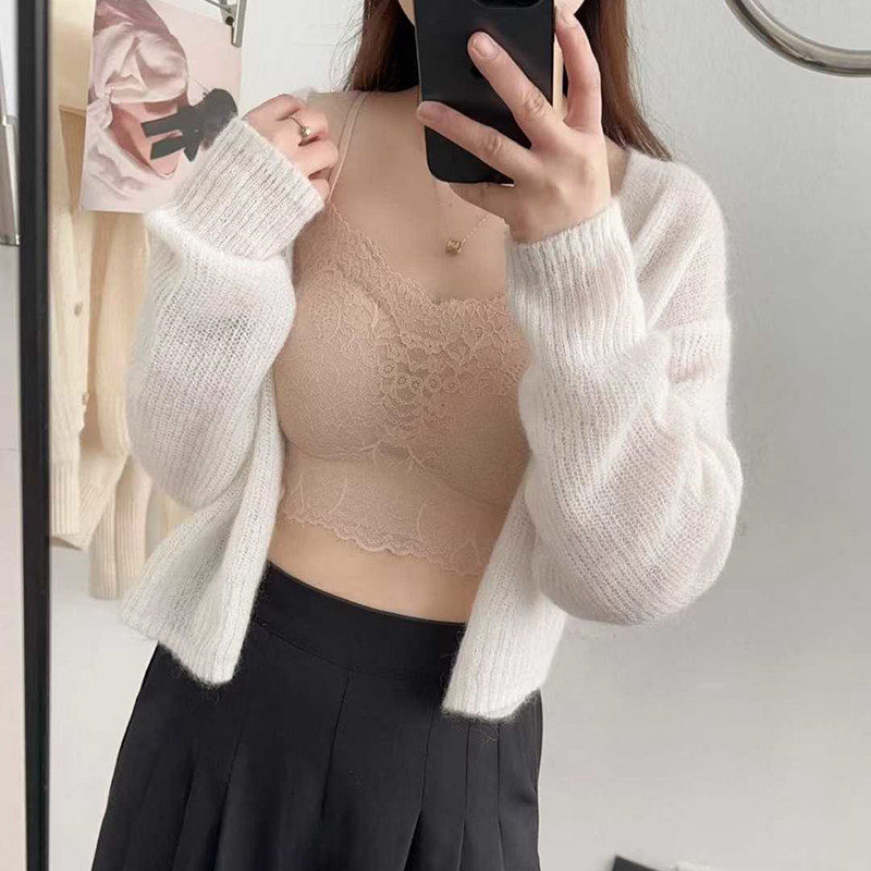 防走光法式蕾丝美背内衣女带胸垫聚拢吊带背心无痕舒适内搭裹胸