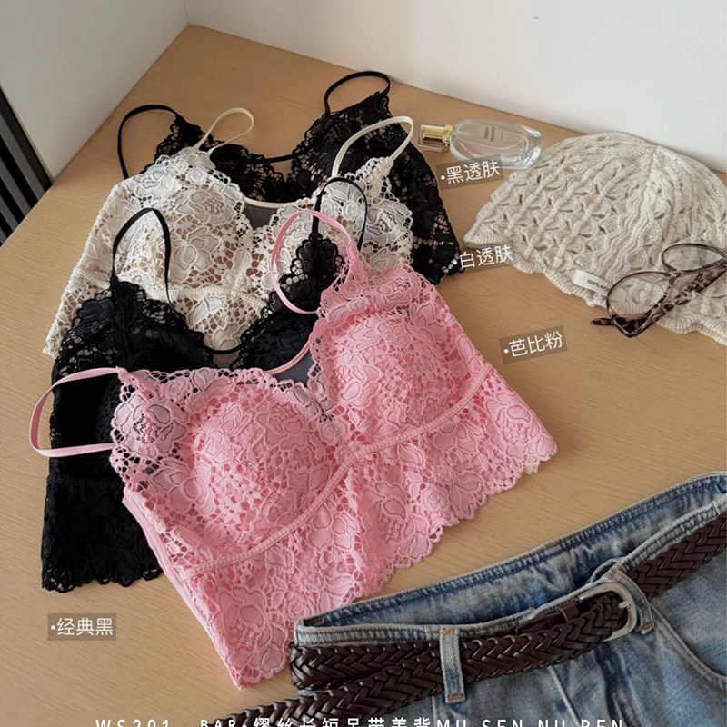 蕾丝美背短吊带内衣兔耳杯文胸