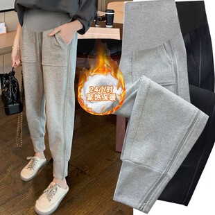 清仓孕妇运动裤秋冬外穿加厚加绒卫裤时尚不勒肚子休闲卫裤保暖裤