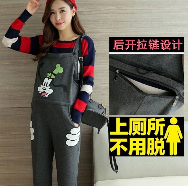 清仓孕妇背带裤秋冬加绒孕妇裤子连体裤纯棉外穿春秋加厚背带长裤