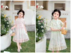 利欧优优女童2025夏装新款绣花仙女汉服连衣裙儿童演出服古装裙
