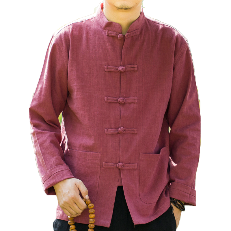 男士苧麻中式襯衫大碼棉麻上衣中國(guó)風(fēng)長(zhǎng)袖休閑原創(chuàng)男唐裝亞麻厚款