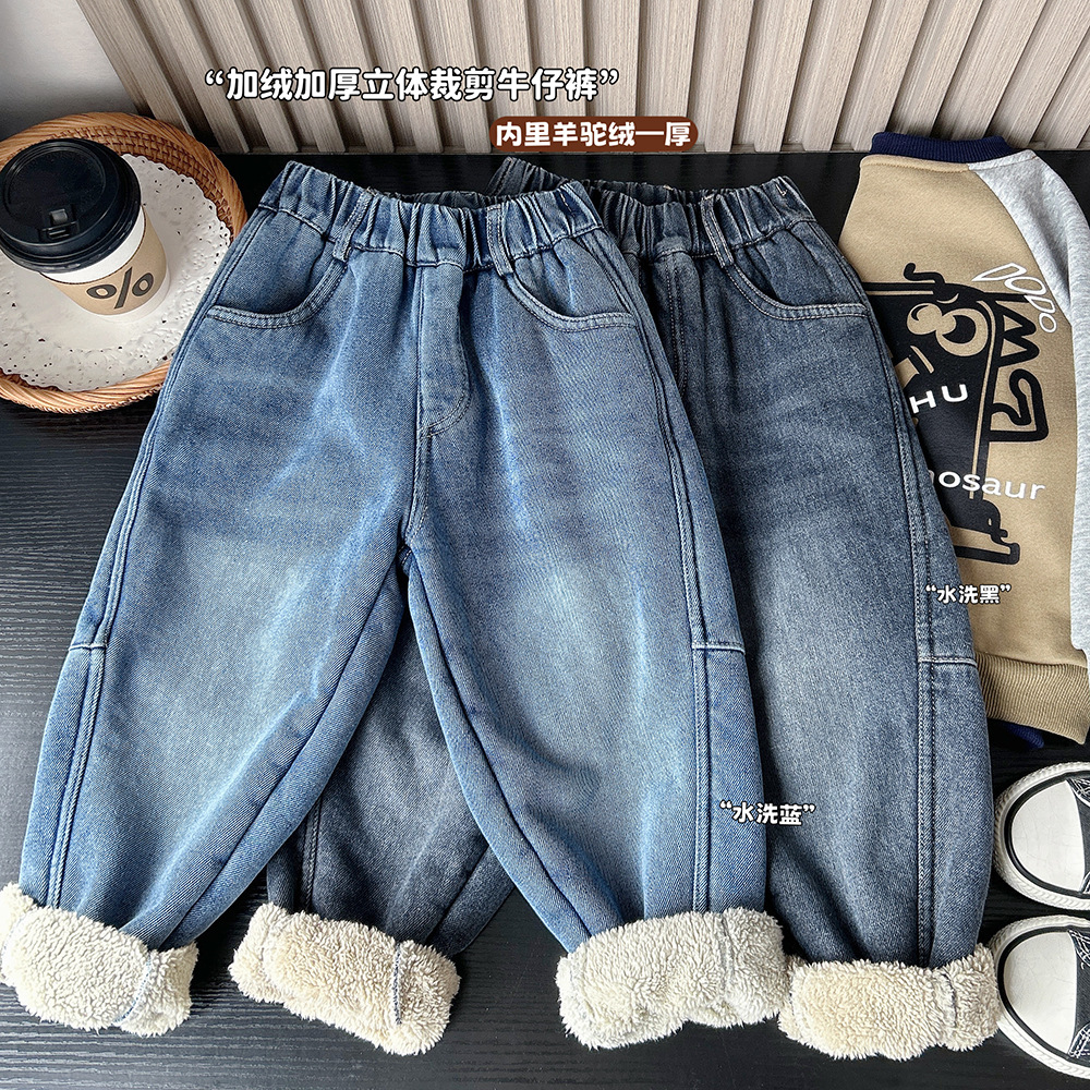 儿童加绒牛仔裤冬季新款