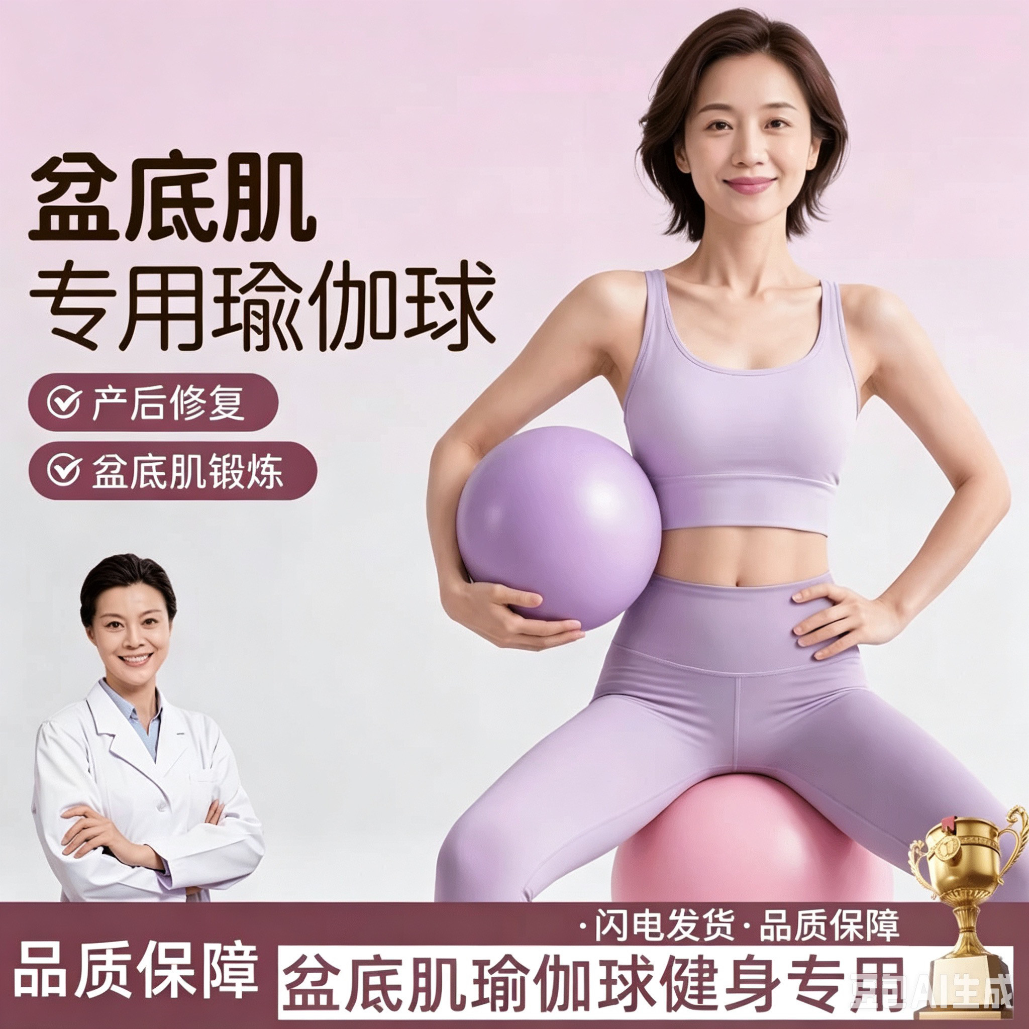 【升级-25cm加厚防爆】普拉提小球瑜伽球健身弹力迷你球产后康复
