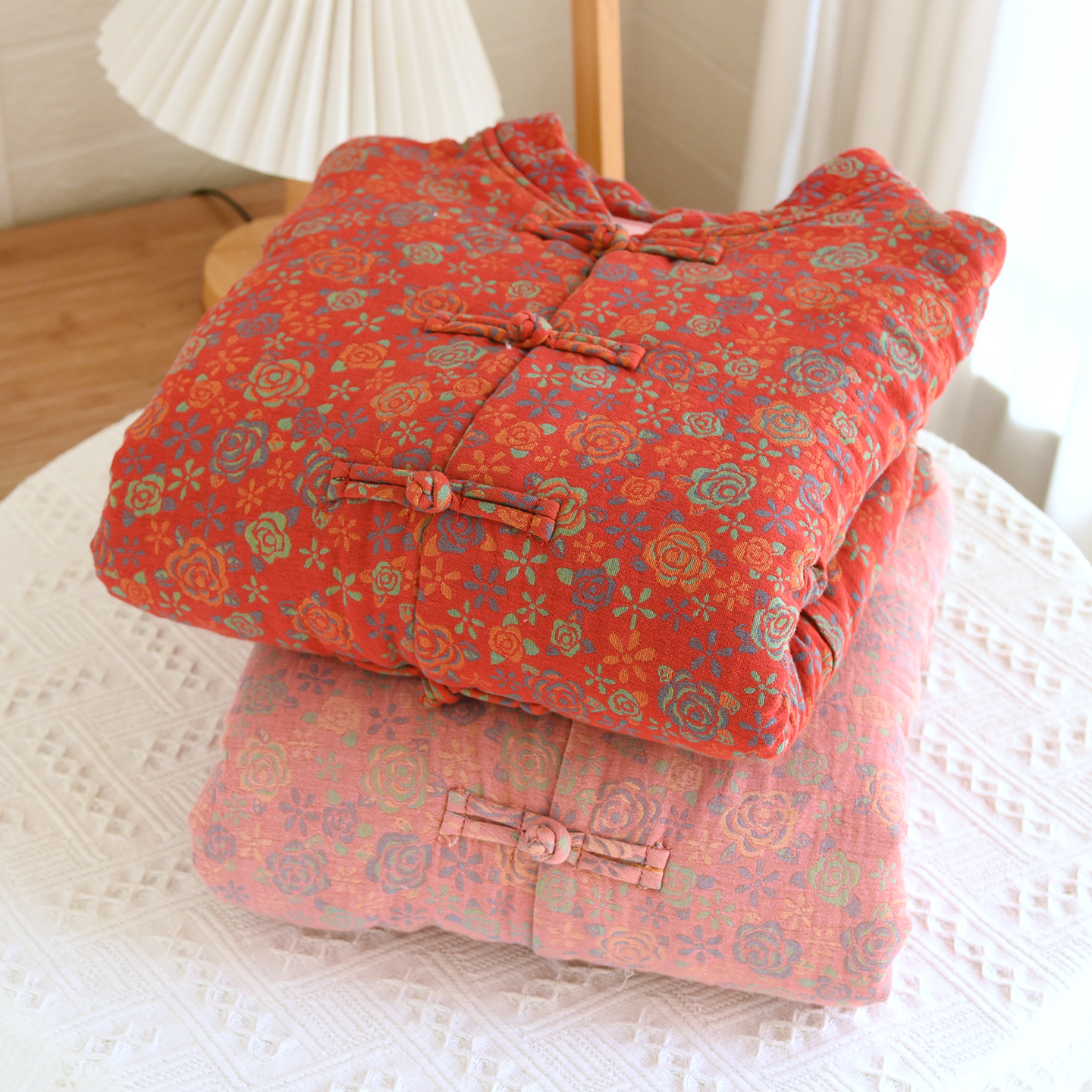 秋冬纯棉三层夹棉保暖睡衣棉花袄