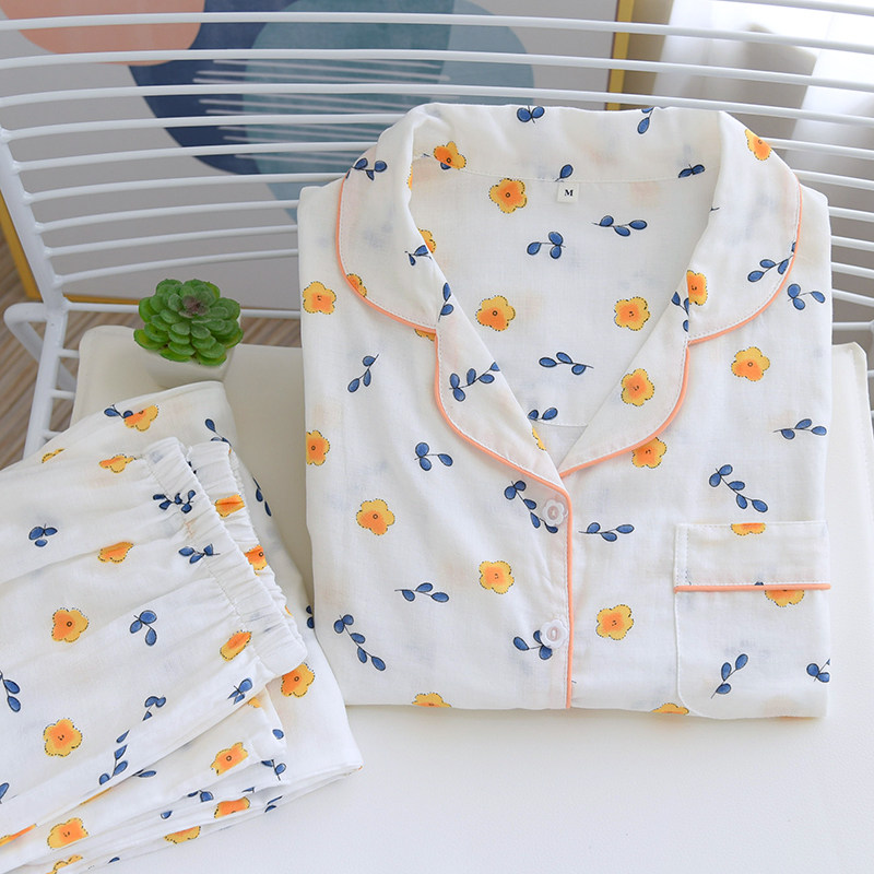 日系田园风睡衣女春秋季纯棉纱布长袖长裤开衫休闲清新家居服套装,女士内衣/男士内衣/家居服,睡衣/家居服套装,淘宝优惠券,粉丝福利购,淘宝优惠卷