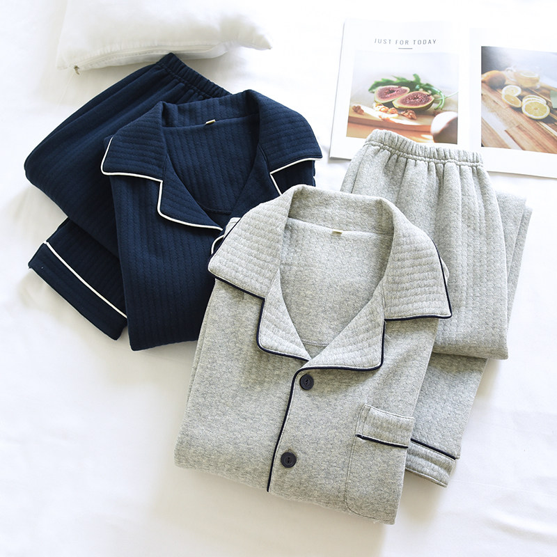 新款日系无印风男士睡衣秋冬季纯棉空气层夹棉加厚保暖家居服套装,女士内衣/男士内衣/家居服,睡衣/家居服套装,淘宝优惠券,粉丝福利购,淘宝优惠卷