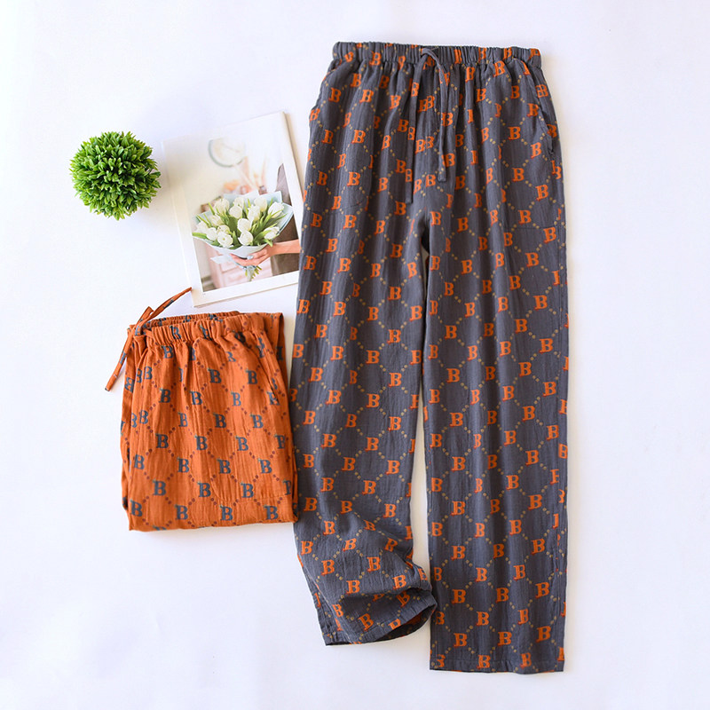 春秋纯棉色织提花男士睡裤薄款全棉复古字母宽松大码家居裤防蚊裤,女士内衣/男士内衣/家居服,睡裤/家居裤,淘宝优惠券,粉丝福利购,淘宝优惠卷
