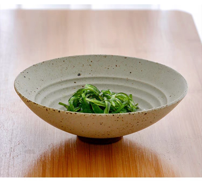 粗陶复古陶瓷斗笠碗简约菜碗冷菜盘米饭碗汤碗拌面碗日式商用餐具