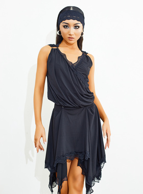 美·DANCE/M2423拉丁舞练习服连衣裙蕾丝花边不规则摆裙