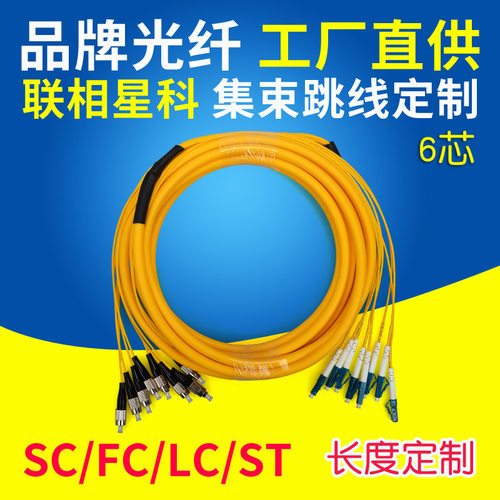 联相星科6芯分支光缆集数跳线机房机柜主干束状尾纤SC大方头FC圆LC小方ST卡口子母缆单模10 20 30 40 50米100