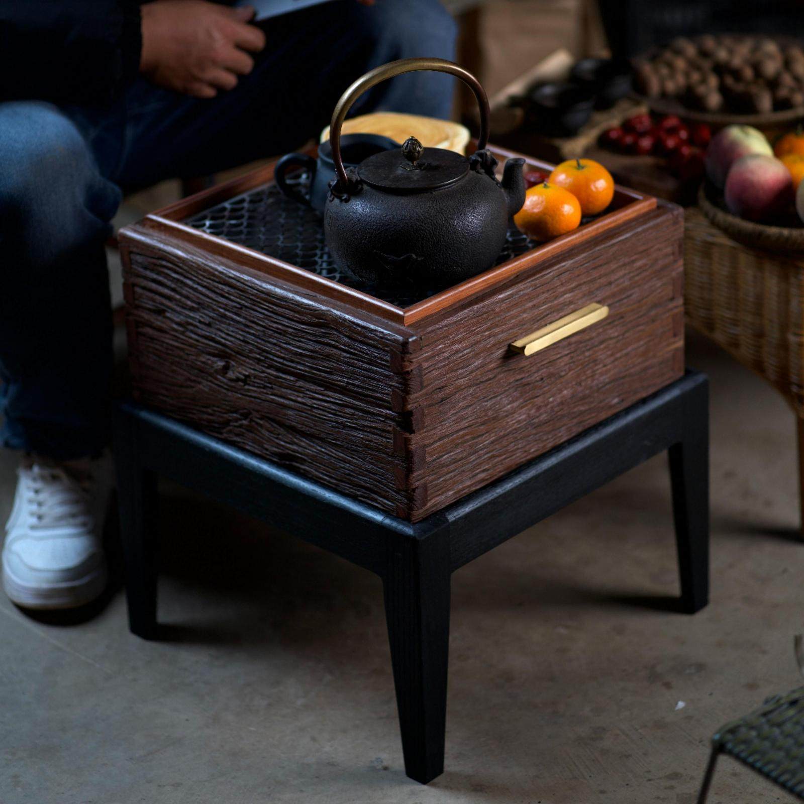 剑川火钵炉侘寂风围炉煮茶榫卯结构室内烤火炉碳炉茶室炭炉风化木,餐饮具,煮茶炉,淘宝优惠券,粉丝福利购,淘宝优惠卷