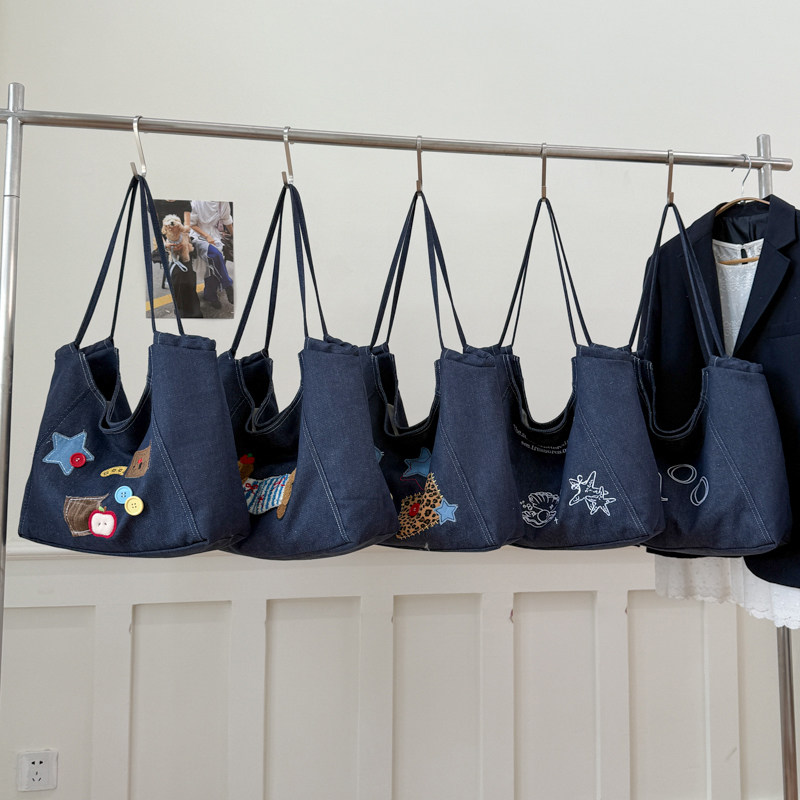 复古牛仔单肩包女大容量通勤托特包百搭手提包,箱包皮具/热销女包/男包,单肩包,淘宝优惠券,粉丝福利购,淘宝优惠卷