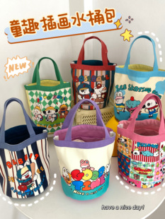 唐糖包袋/可爱小狗圆筒包手提帆布包韩风少女心妈咪包便当袋