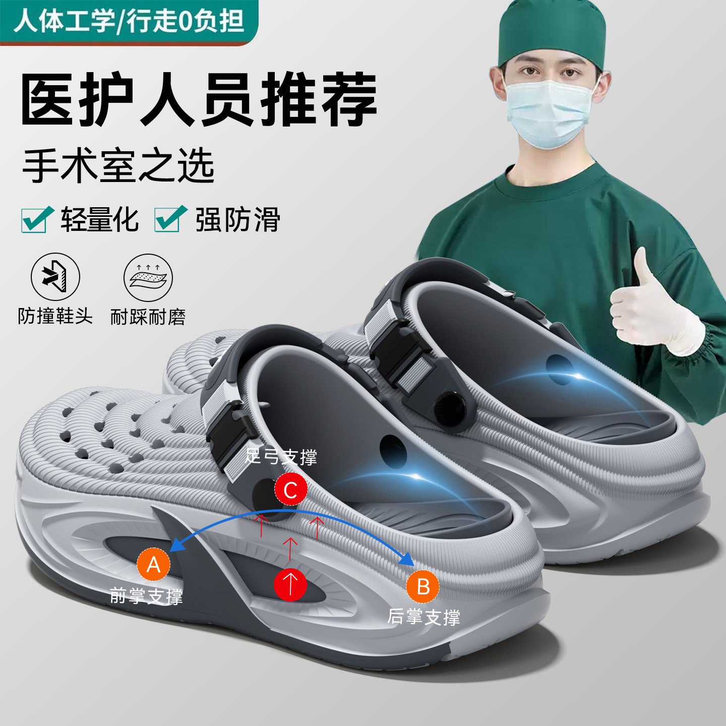 高质量洞洞鞋有足弓厚底防滑防臭图片