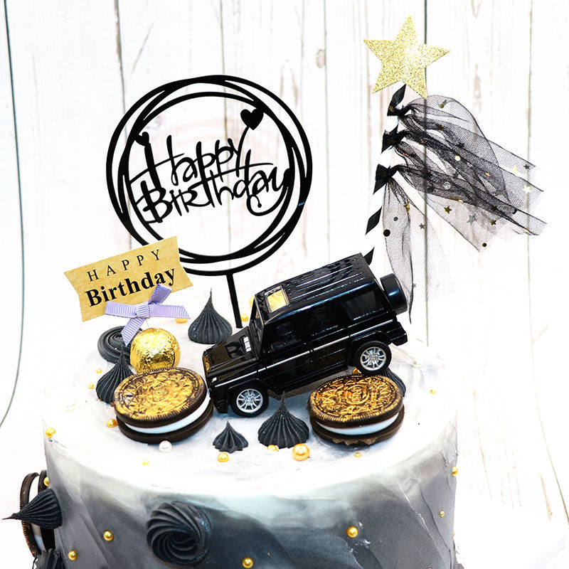 蛋糕装饰汽车玩具 老爷车越野吉普 奔驰模型仿真摆件塑料 亚克力